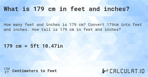 179cm in feet|Convert 179 centimeters to feet and inches